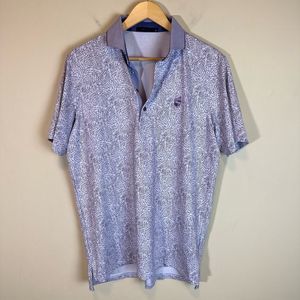 Greyson Purple Wolf Pattern Polo Shirt Mint Mens M